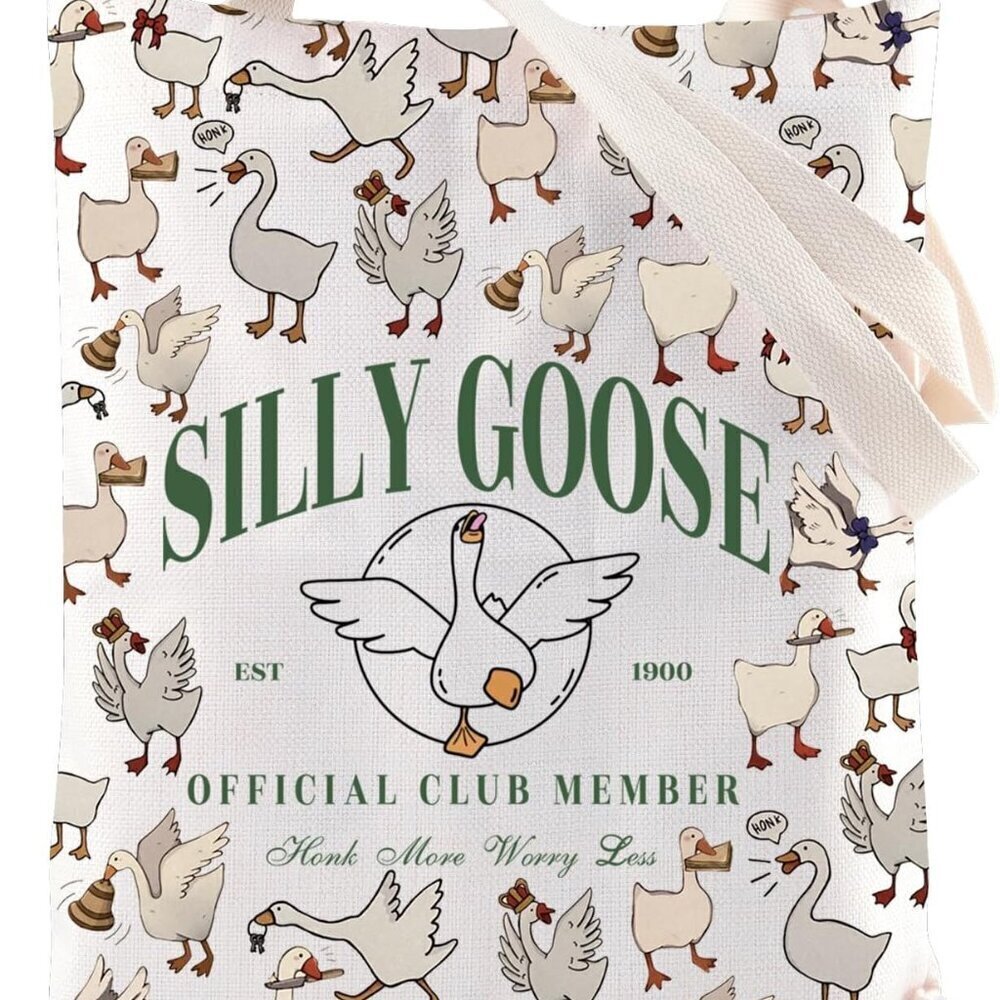 Reusable Canvas Tote Bag Kawaii Goose Gift Waterproof Unisex Shopping